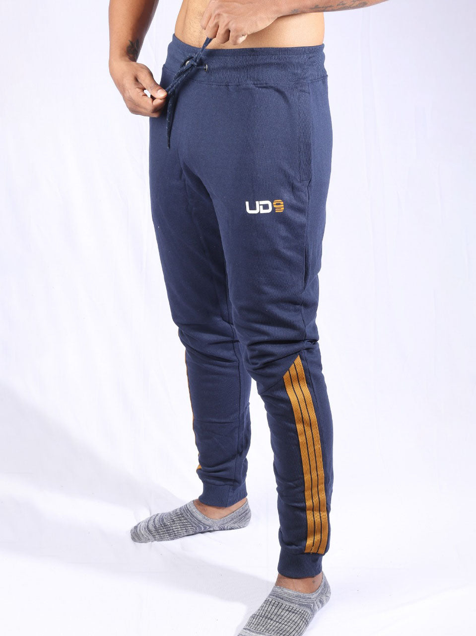 Mens French Terry Joggers Twill Tape Trim