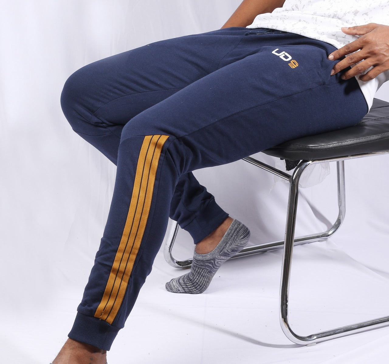 Mens French Terry Joggers Twill Tape Trim
