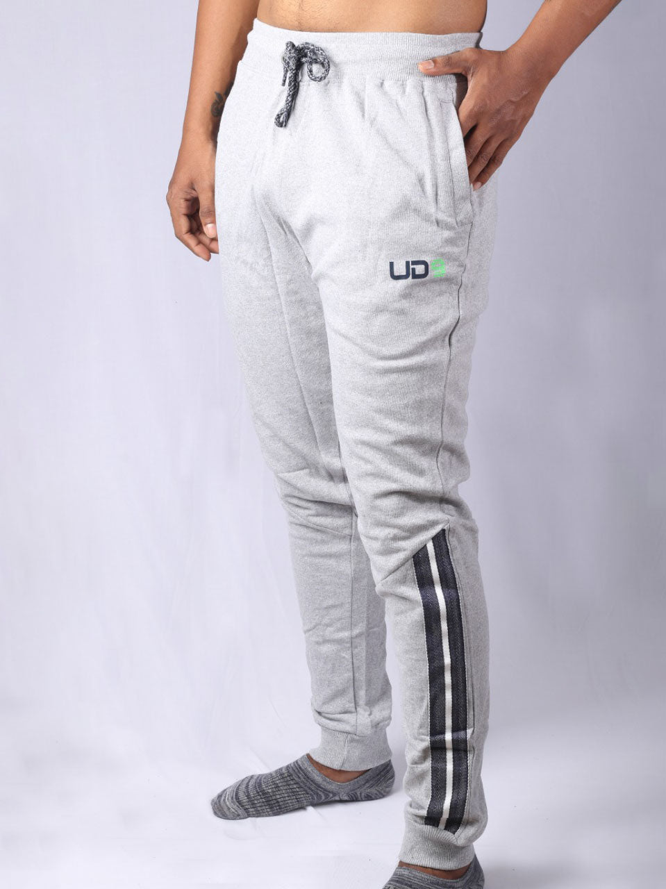 Mens French Terry Joggers Twill Tape Trim