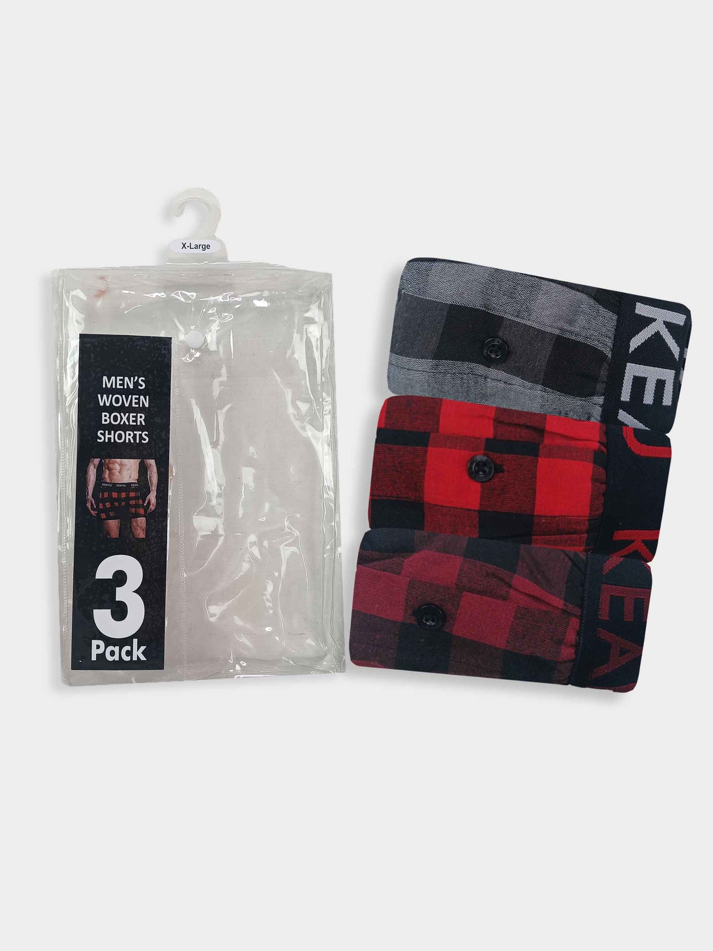 Mens 3 pcs Pack Woven Boxer Shorts