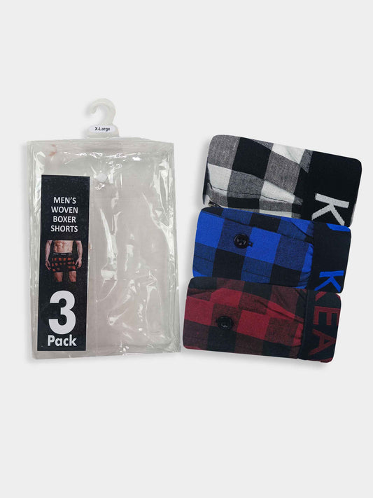 Mens 3 pcs Pack Woven Boxer Shorts