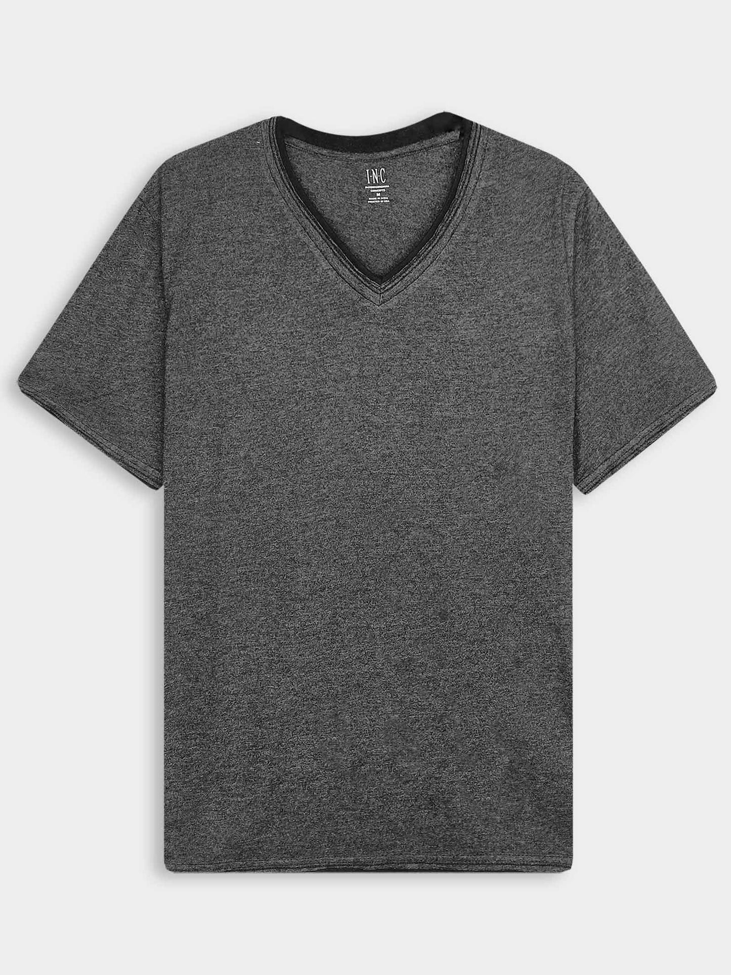 Mens V Neck T Shirt Charcoal