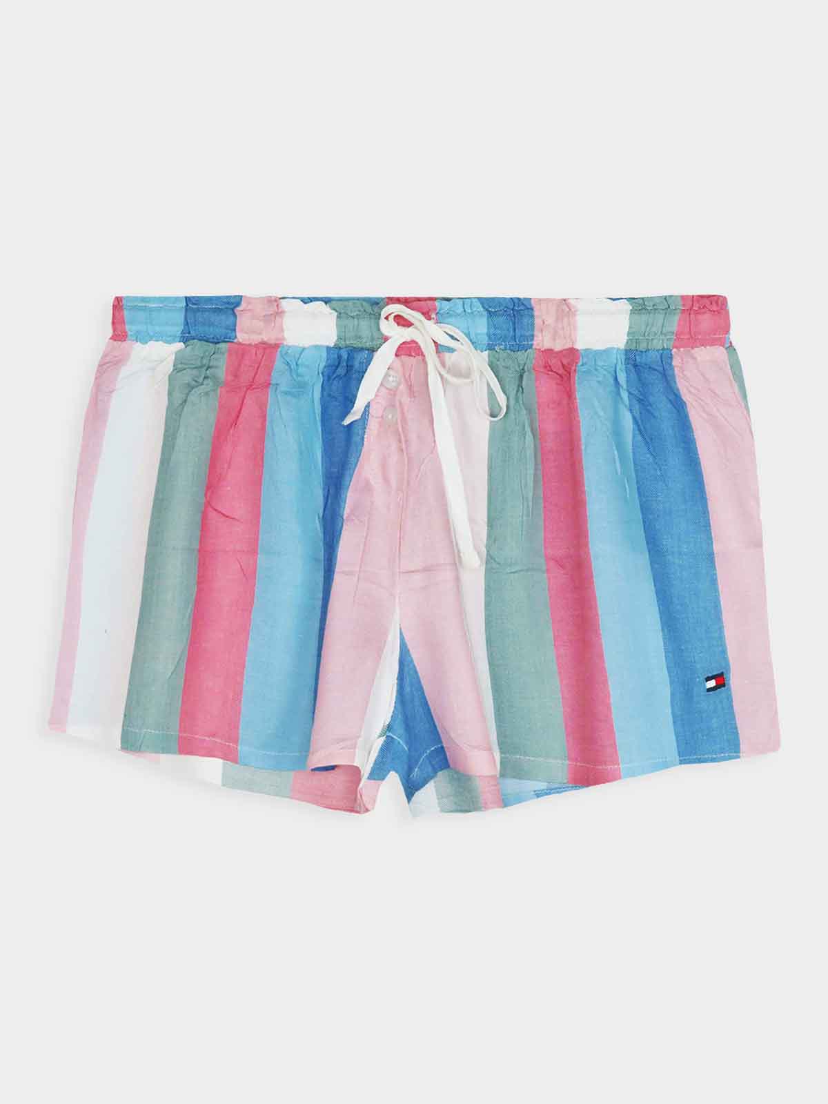 Ladies Striped Woven Shorts Mixed
