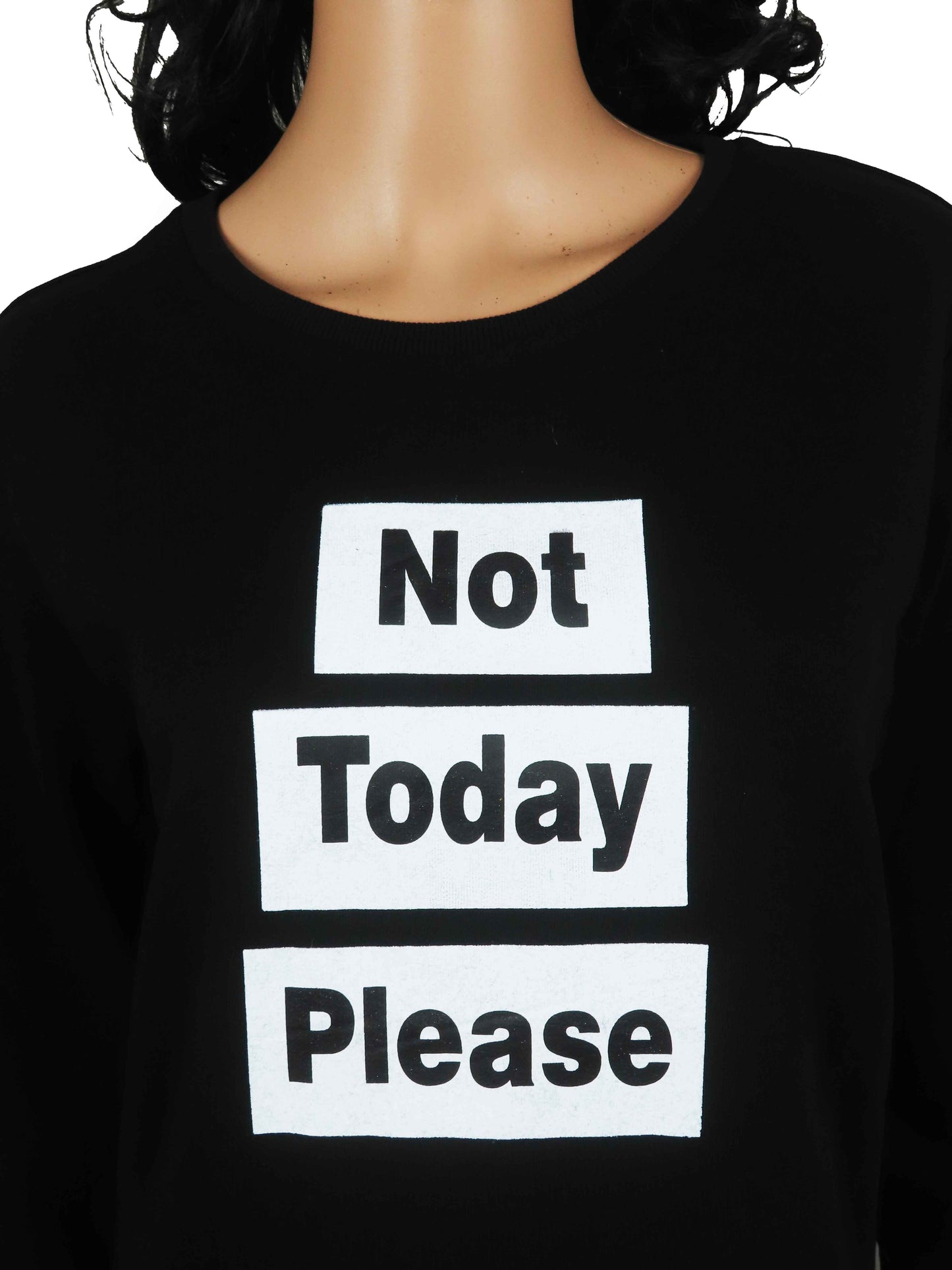 Ladies Printed Pullover Sweatshirt Black