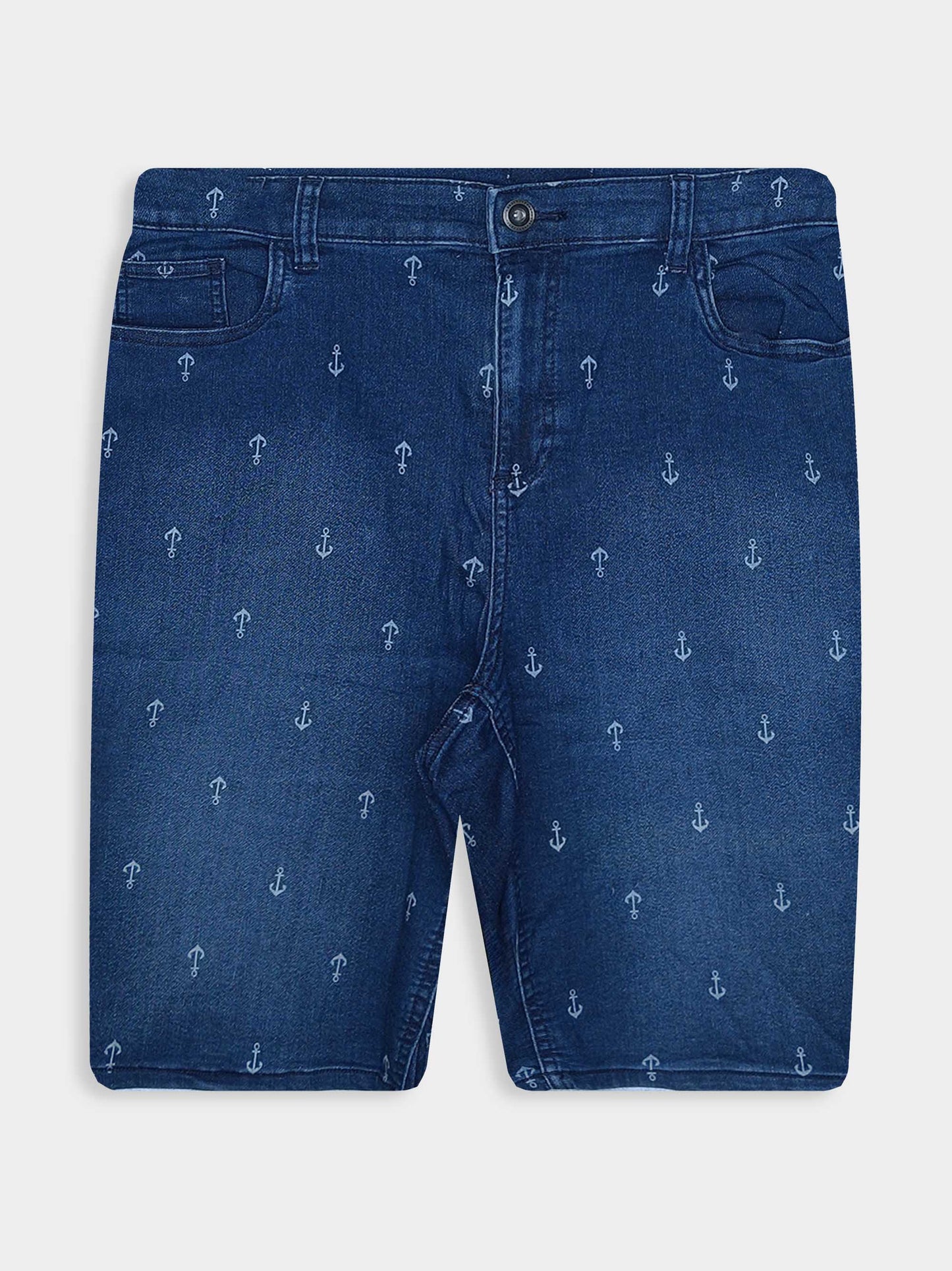 Ladies Oversize Printed Denim Shorts