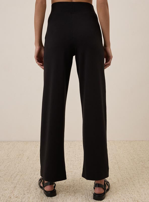 Ladies Knit Wide Leg Black Pant