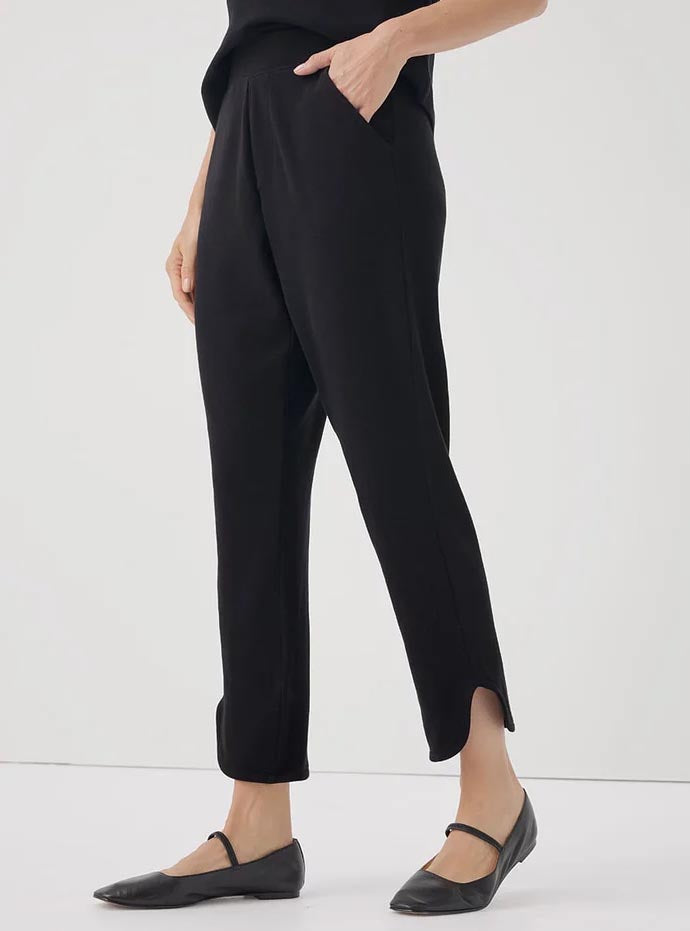 Ladies Knit Tulip Hem Black Pant (Inner Elastic Waist)