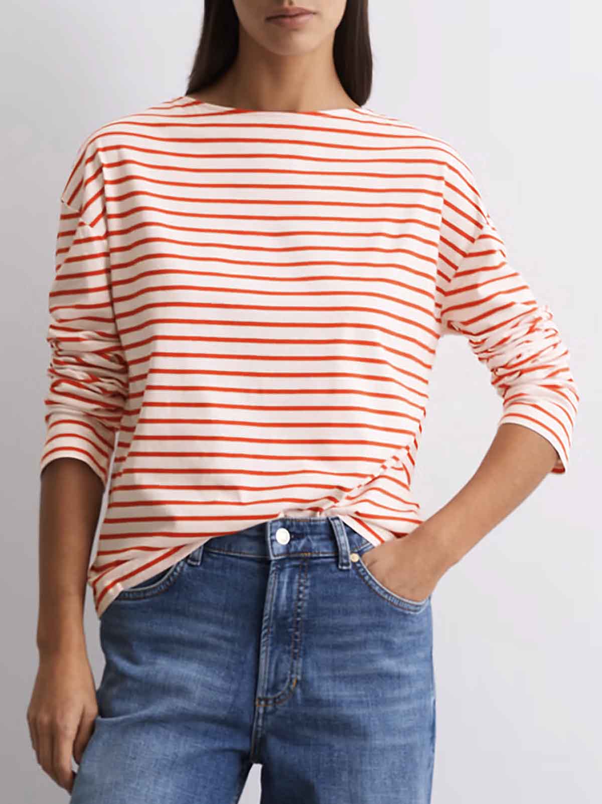Ladies Striped Long Sleeve Top