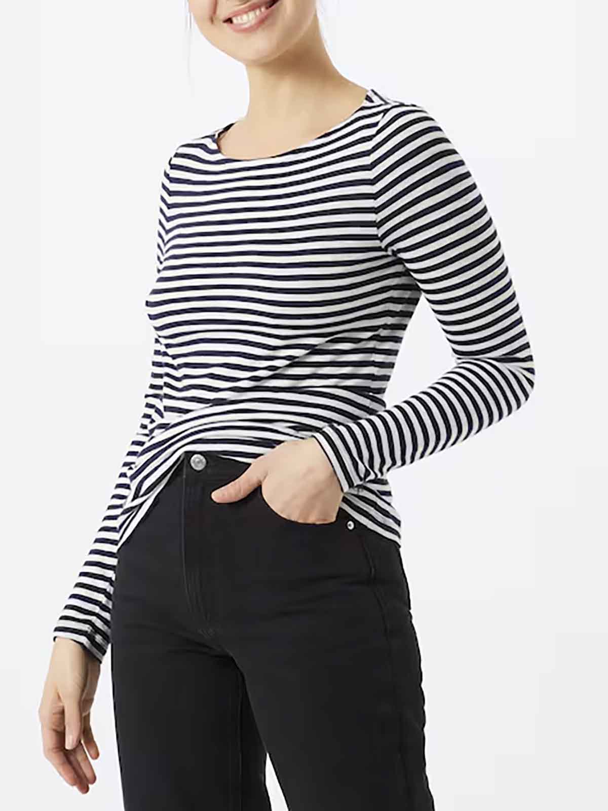 Ladies Striped Long Sleeve Top