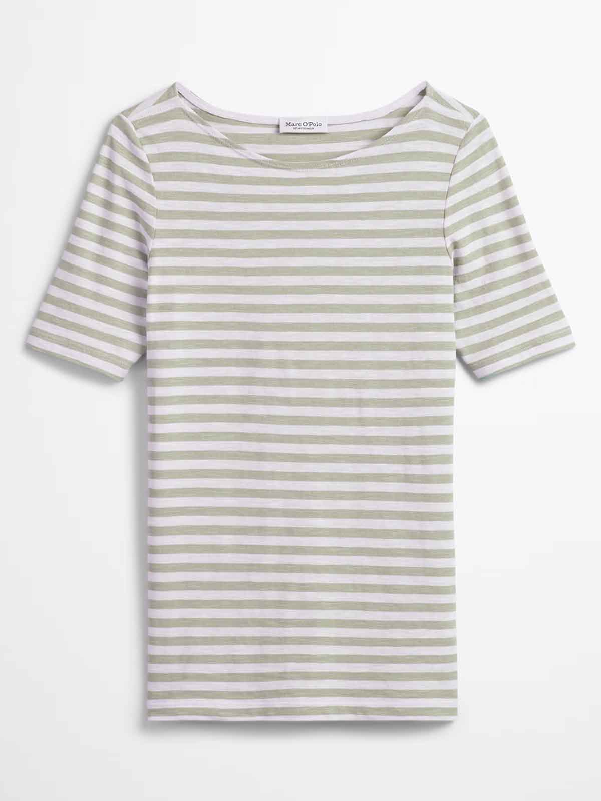 Ladies Striped Boat Neck T-Shirt