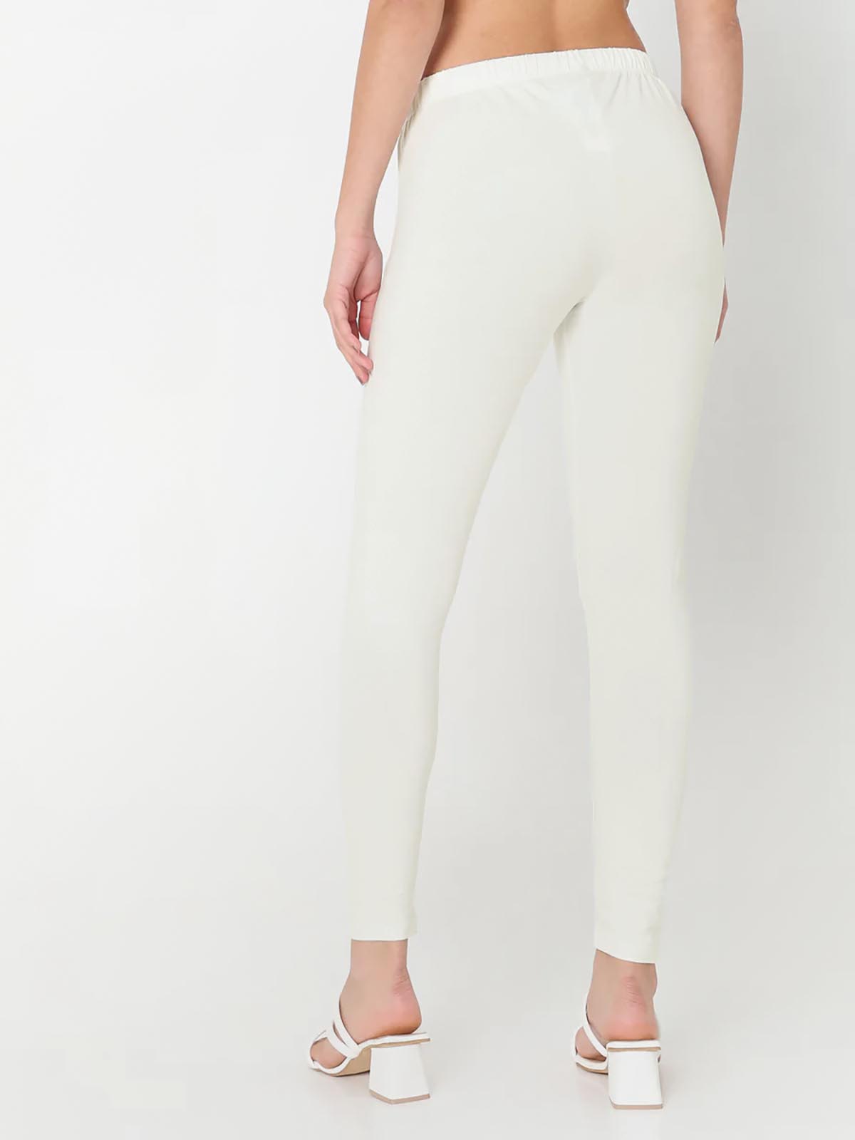Ladies Slim Fit Ankle Legging Off White