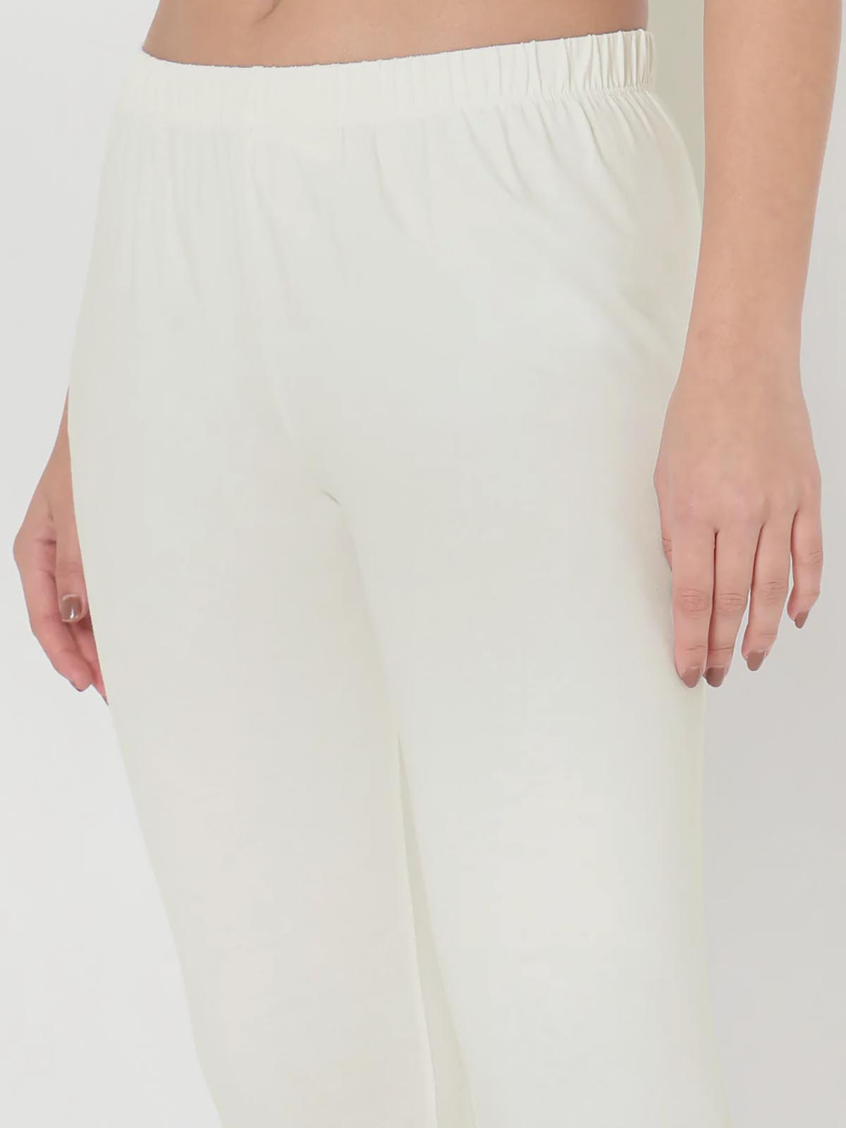 Ladies Slim Fit Ankle Legging Off White