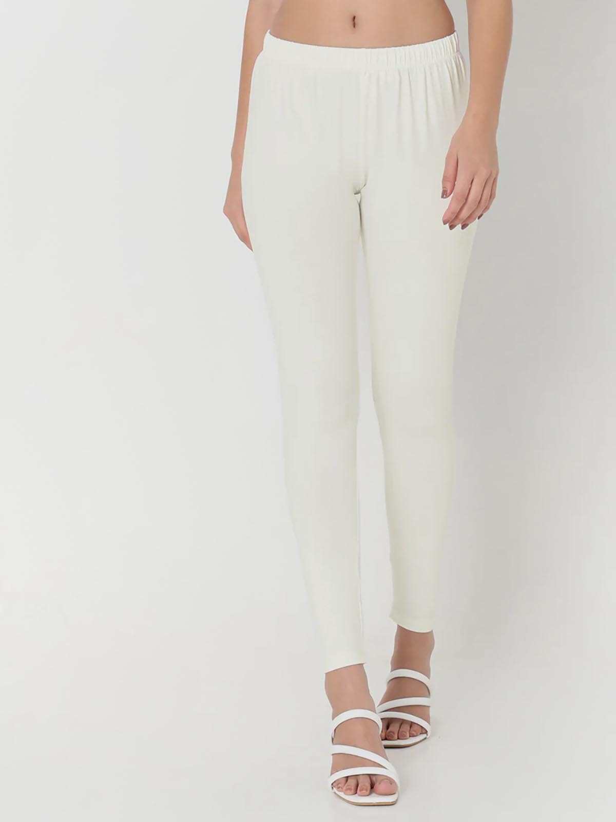 Ladies Slim Fit Ankle Legging Off White