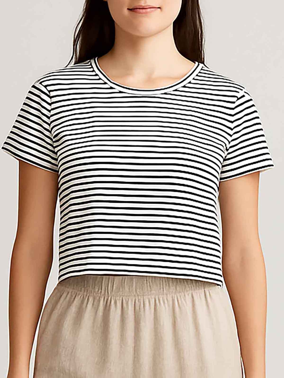 Ladies Striped Viscose Crop Top