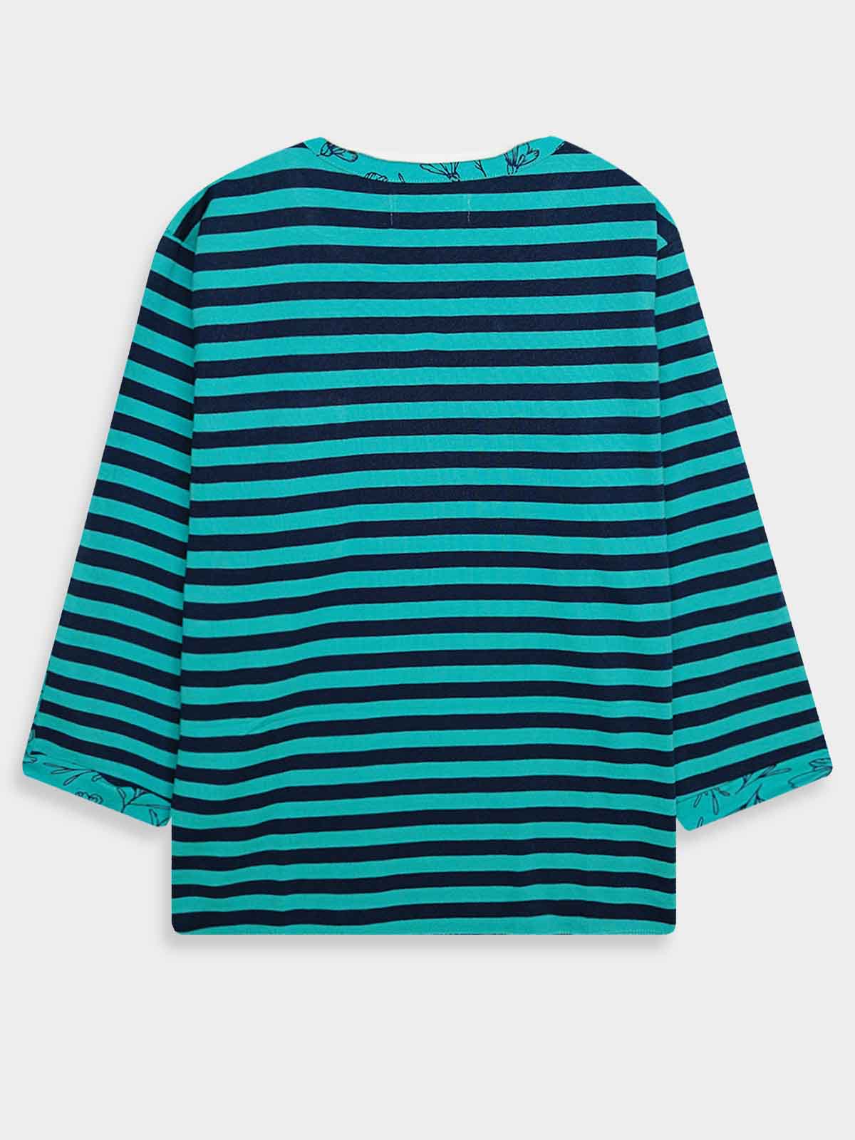 Ladies 3/4th Sleeve Green AOP Top