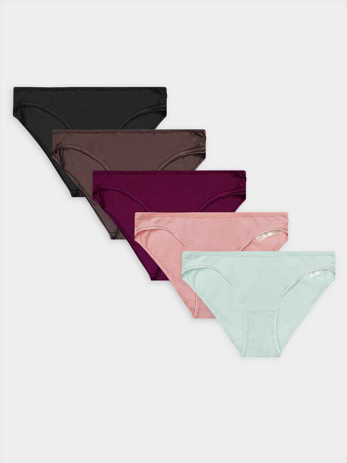 Ladies 5 Pack Stretch Midi Briefs