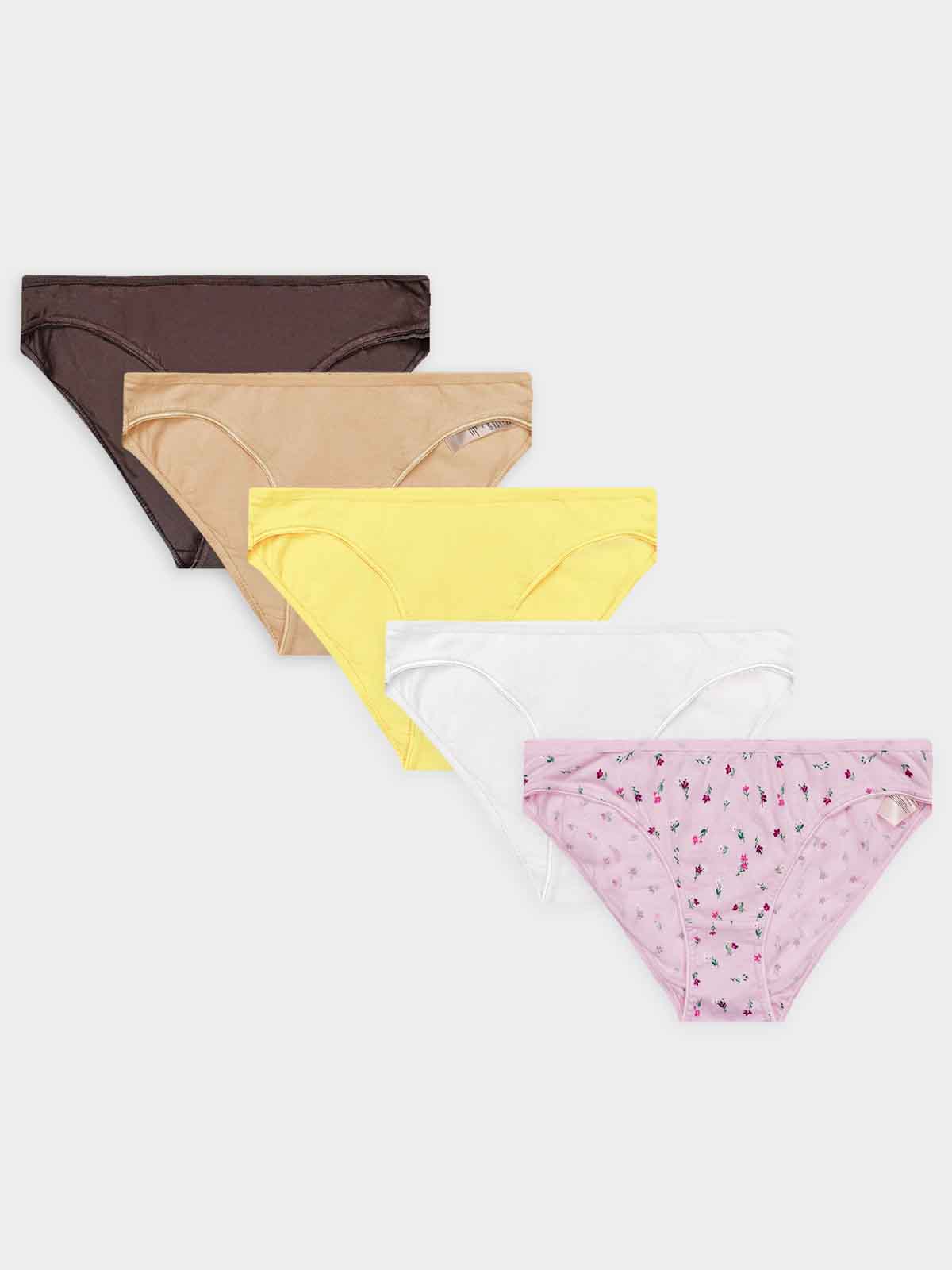 Ladies 5 Pack Stretch Midi Briefs