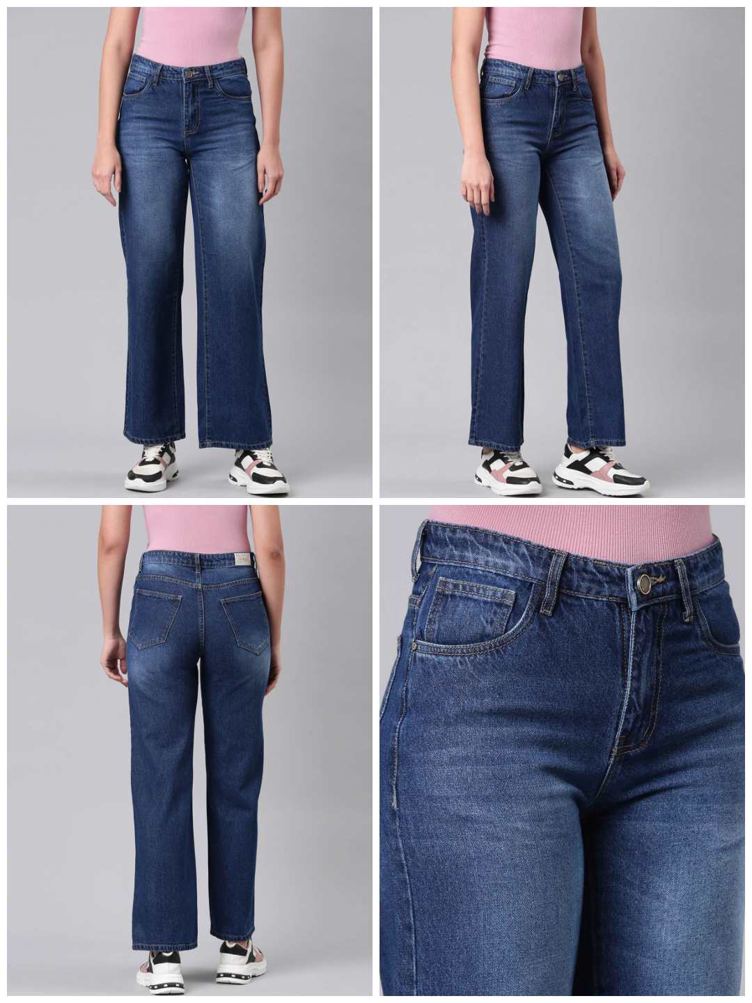 Ladies Washed Navy Jeans