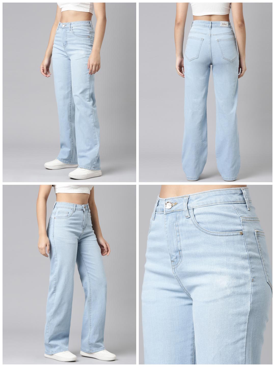 Ladies Washed Light Blue Jeans