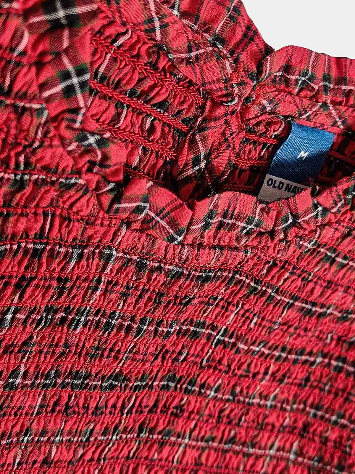 Ladies Plaid Smocked Top