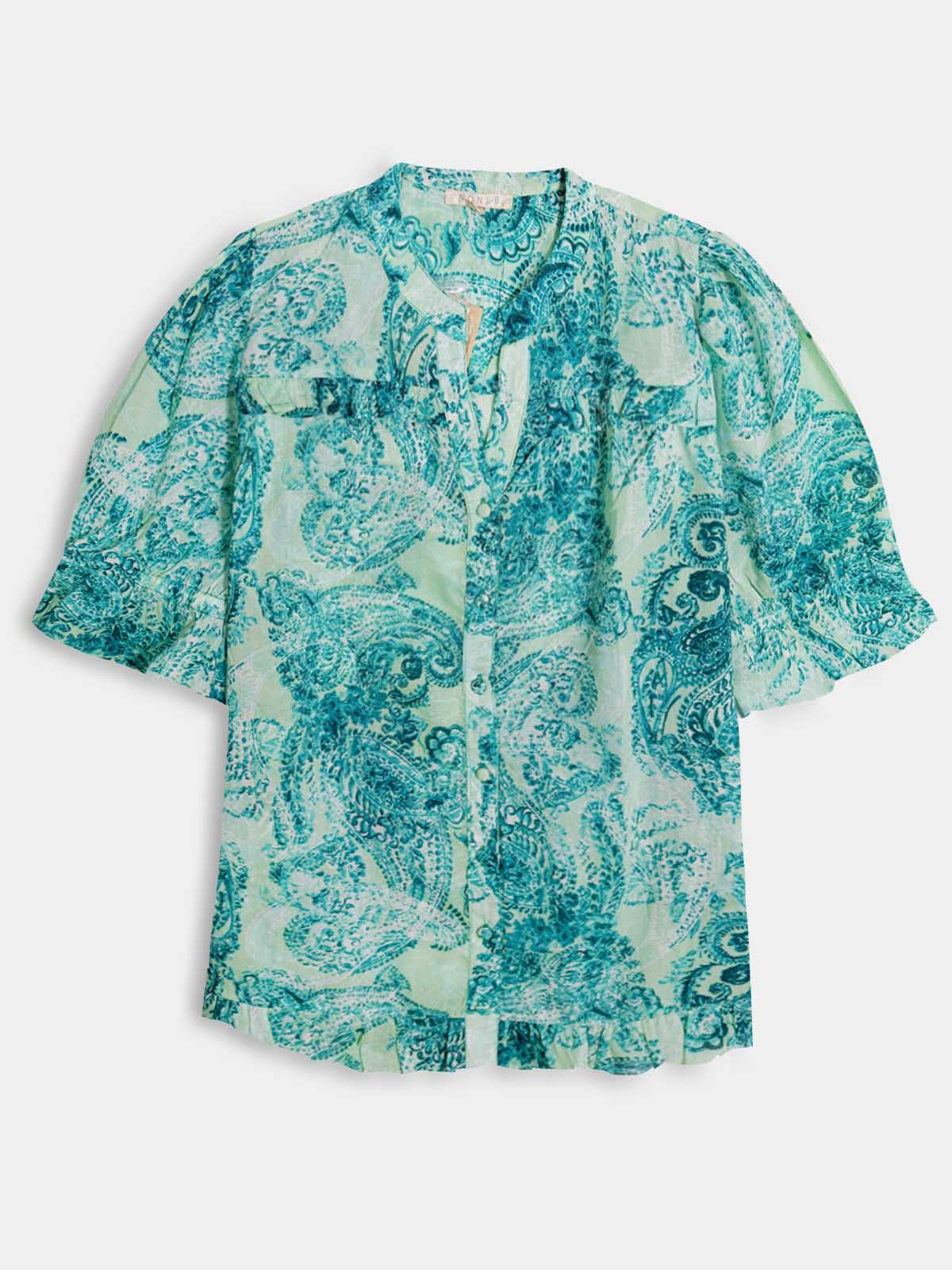 Ladies Printed Woven Green Blouse