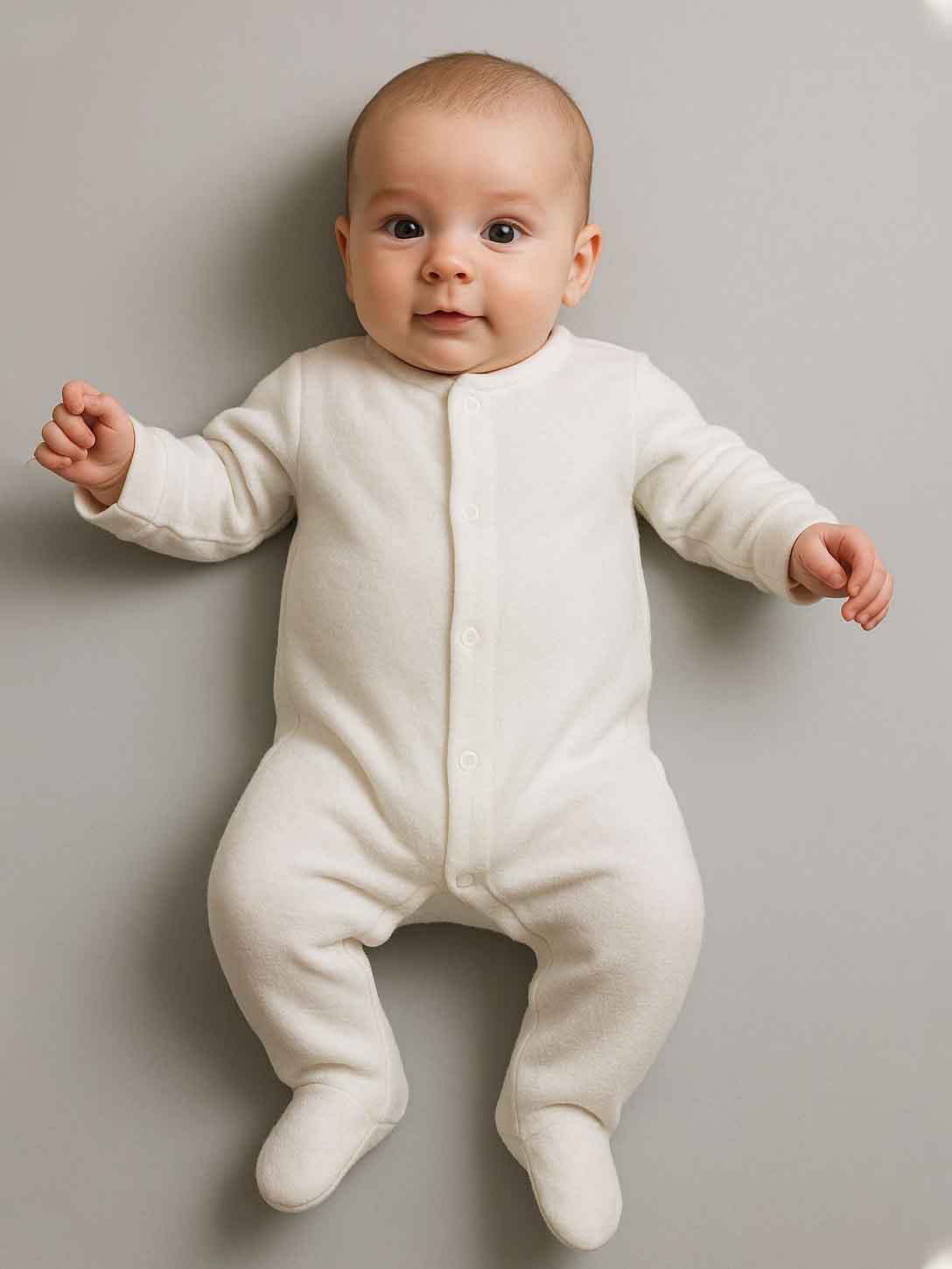 Baby Terry Sleepsuits White