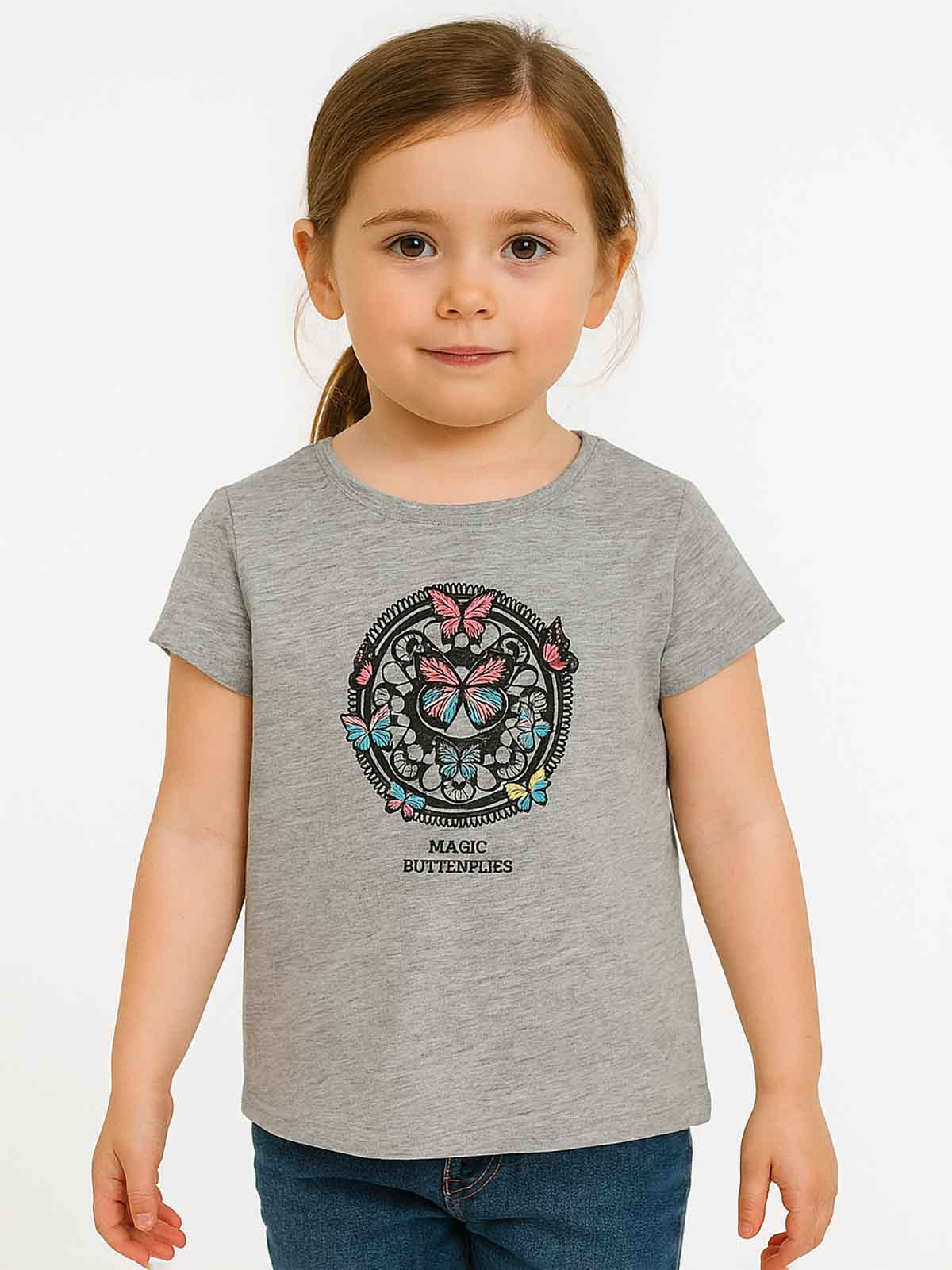 Girls T Shirt Grey Melange