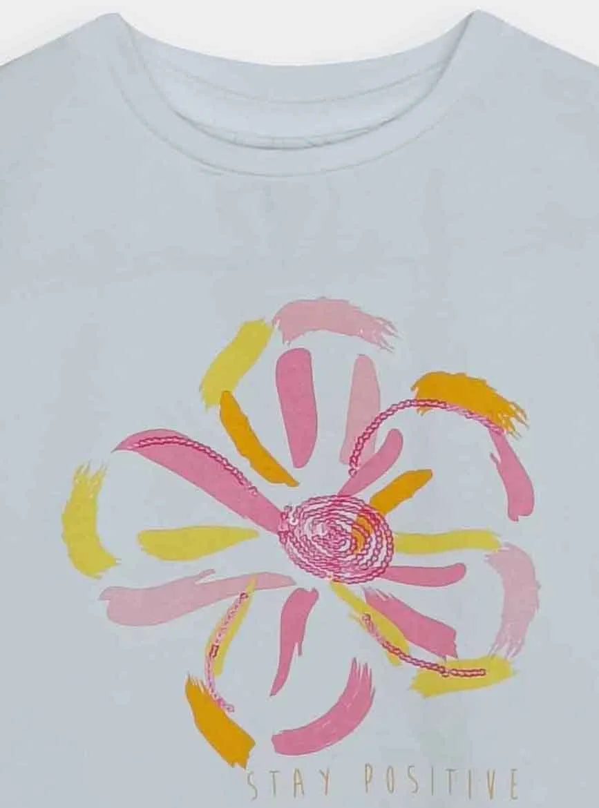Girls Magyar Sleeve White Top