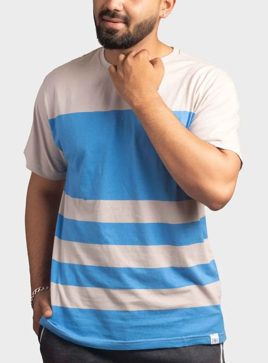 Mens Striped T Shirt Blue