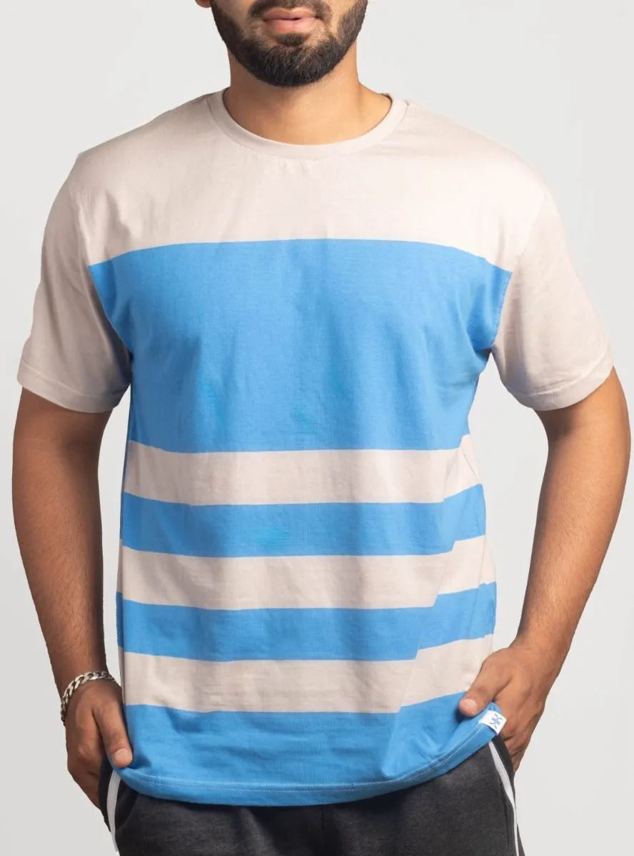 Mens Striped T Shirt Blue