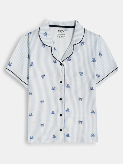 Ladies Sleepwear 3 Pc Set Striped