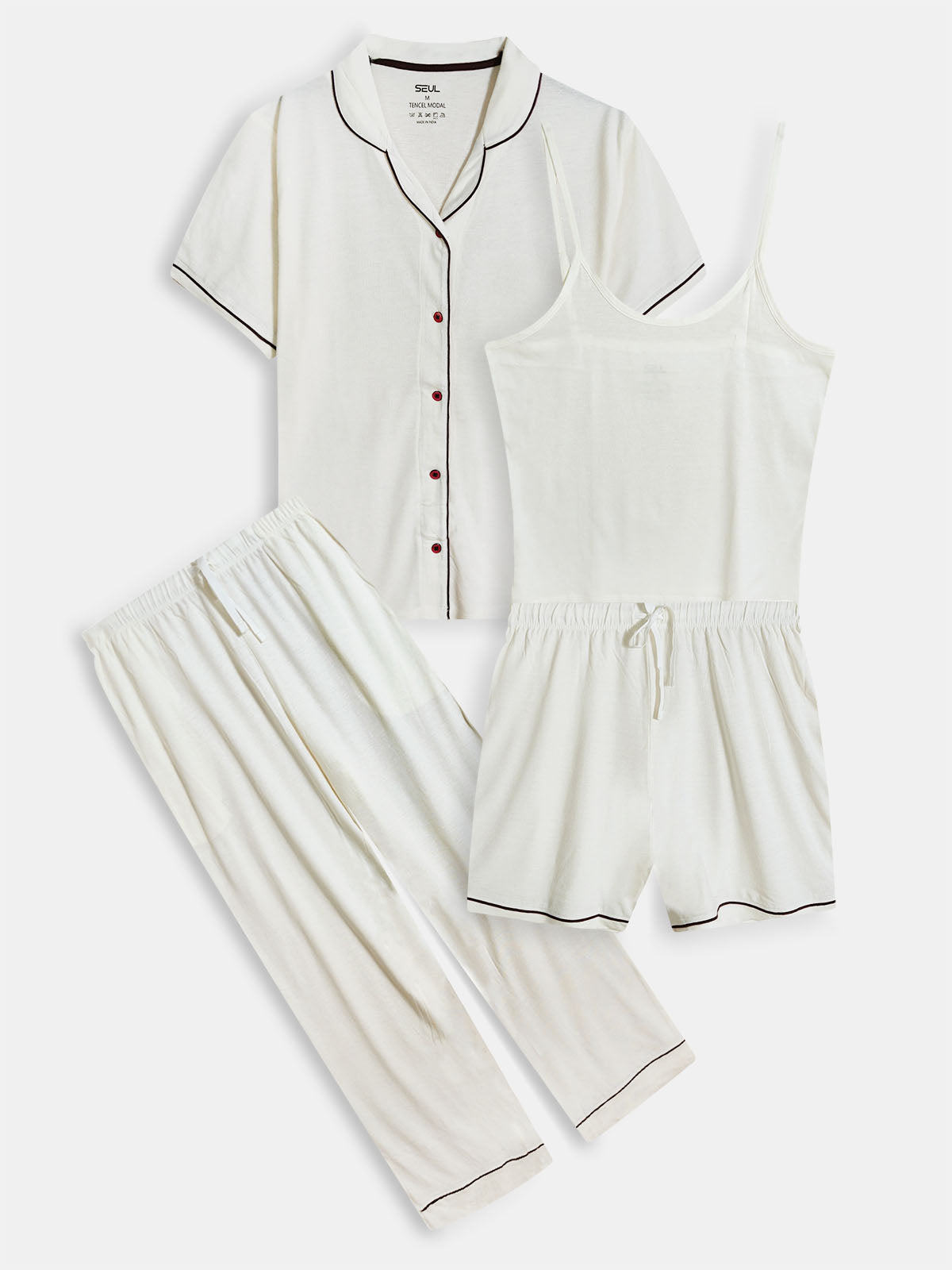 Ladies Sleepwear 4 Pc Set Off-White