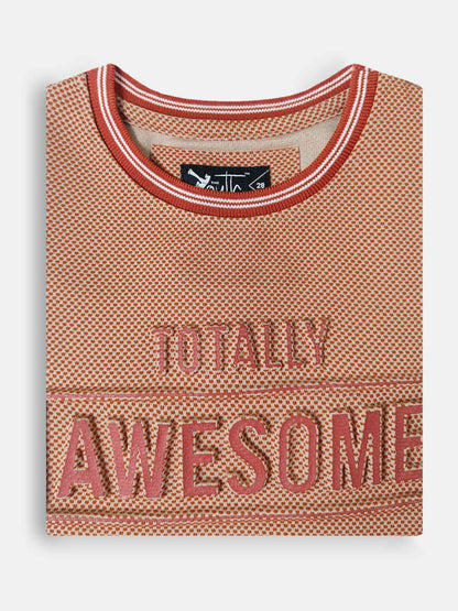 Boys Embossed Print Orange T-Shirt