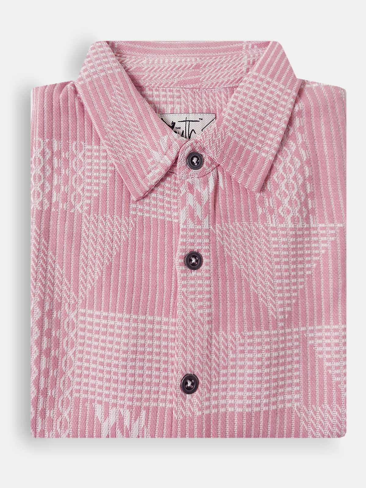 Boys Pink Jacquard Knit Shirt
