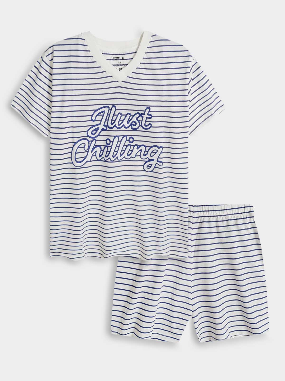 Ladies Striped Shorty Set