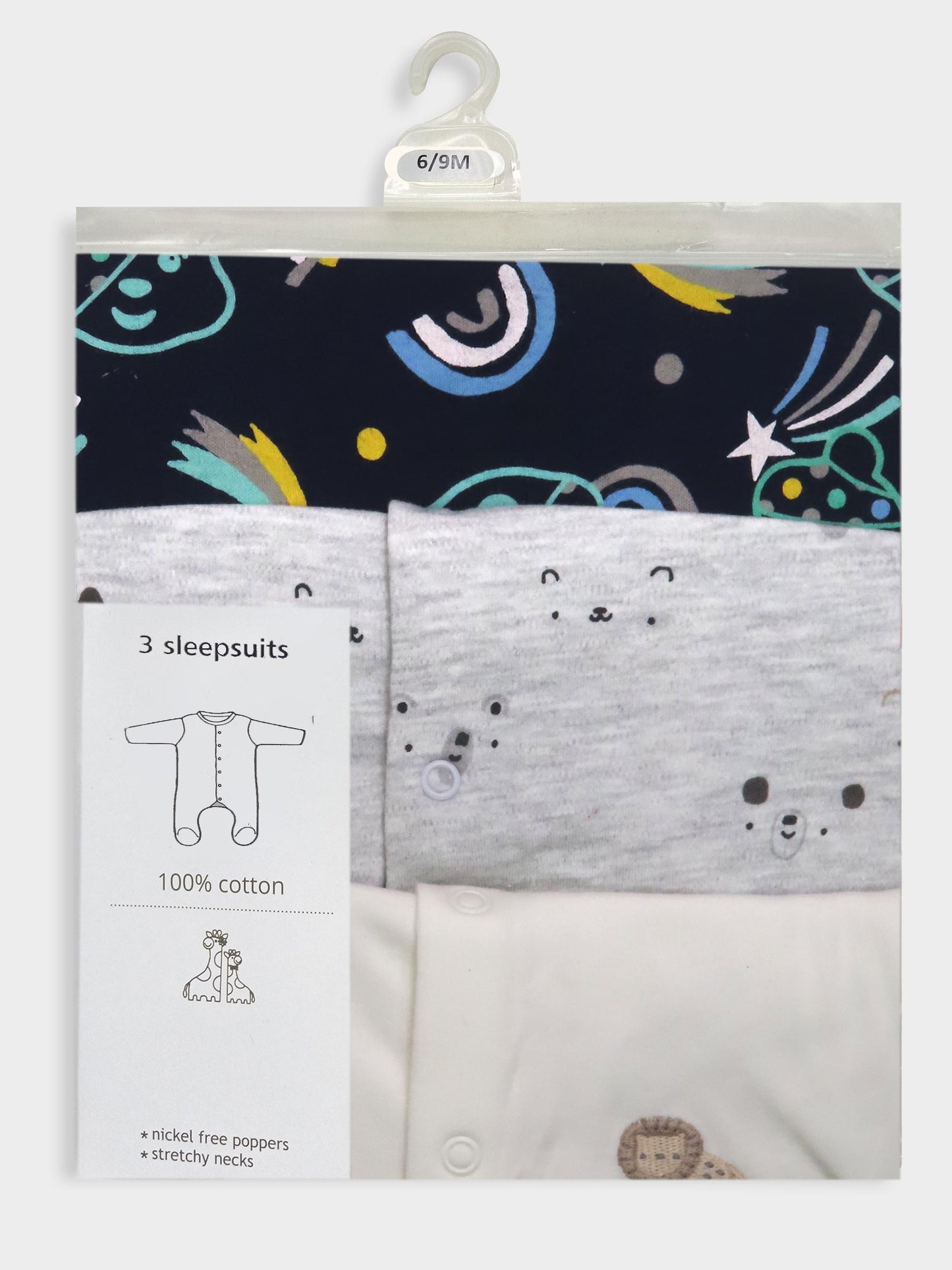 Baby 3 pack Sleepsuits Assorted