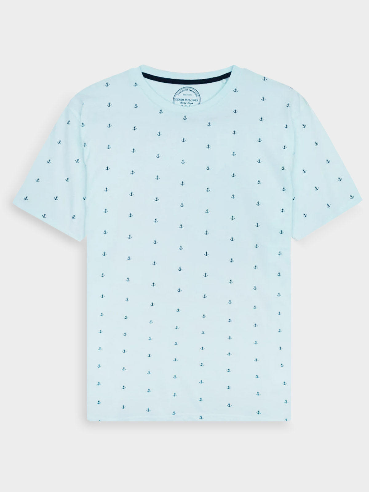 Mens Printed T Shirt Blue AOP