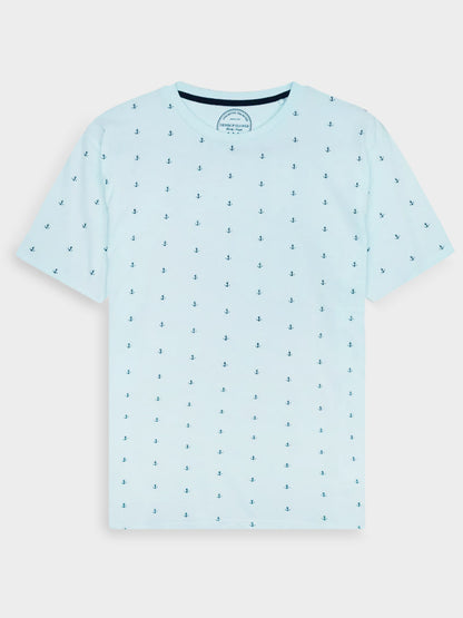 Mens Printed T Shirt Blue AOP