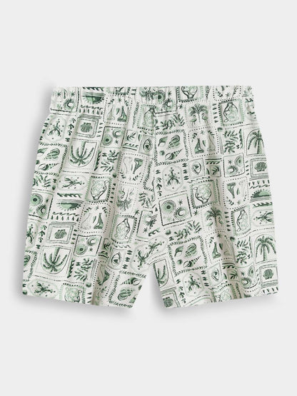 Ladies Printed Shorty Set Off White