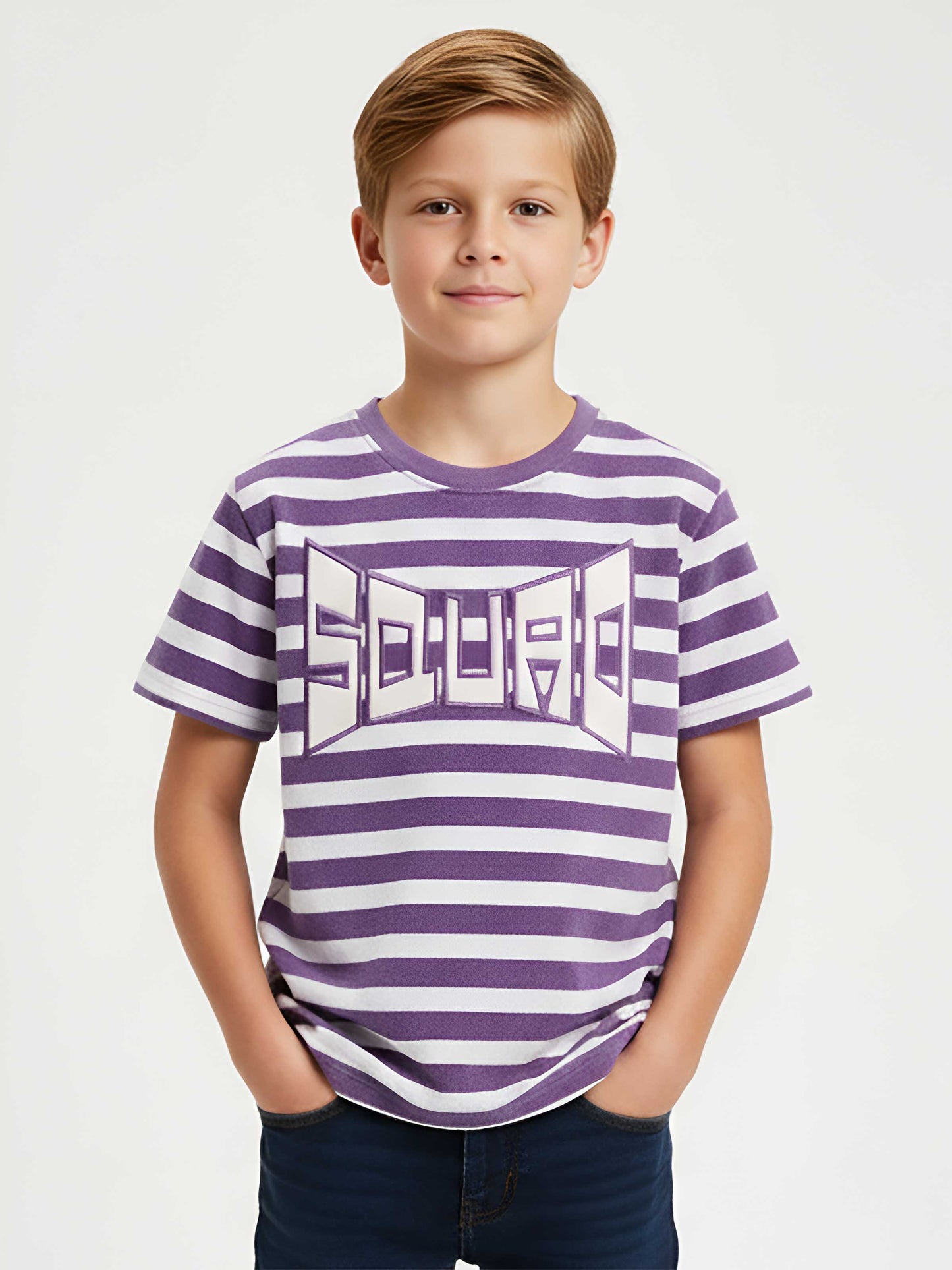 Boys Jacquard Applique Purple T-Shirt