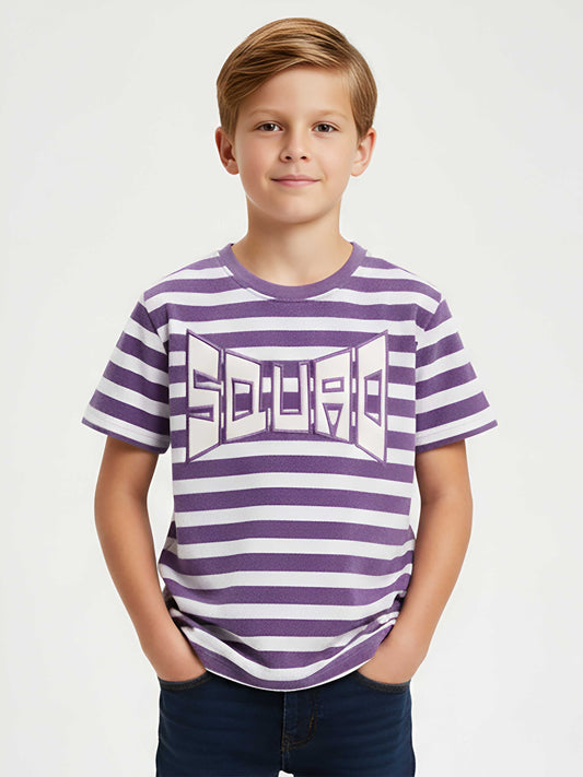 Boys Jacquard Applique Purple T-Shirt