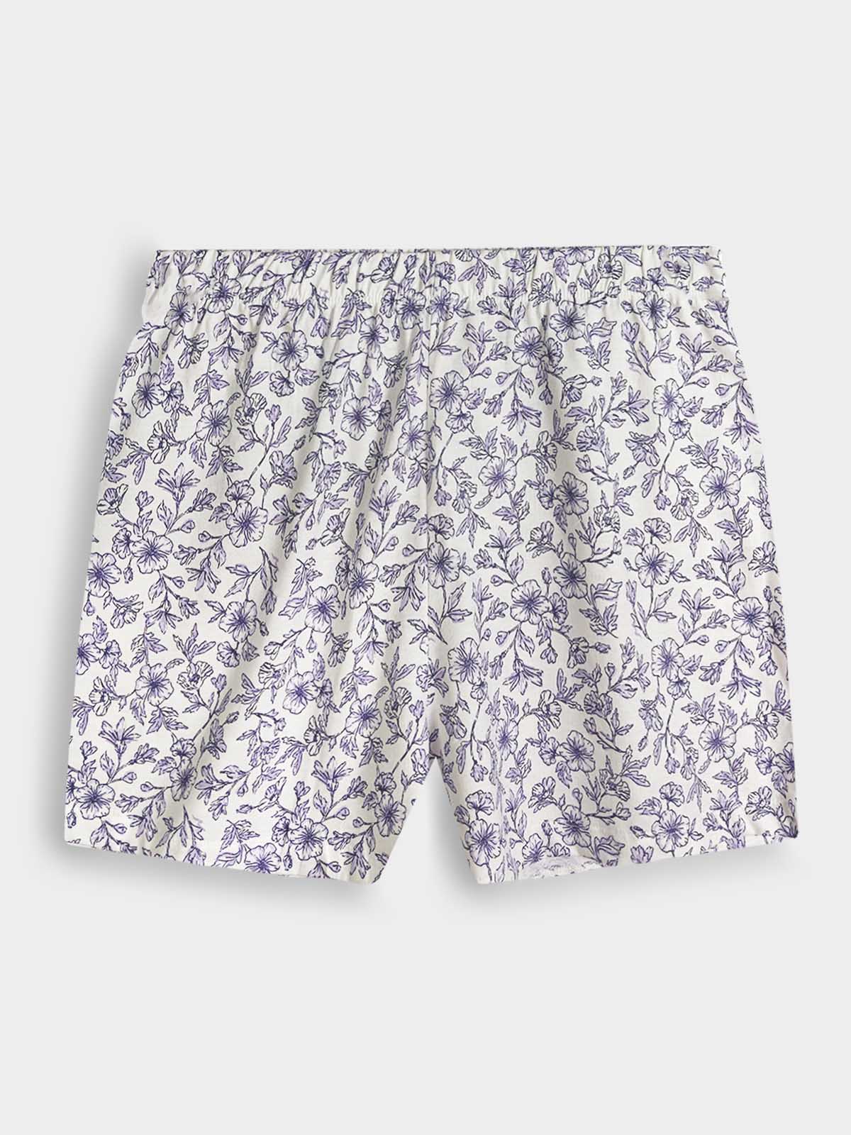 Ladies Printed Shorty Set White