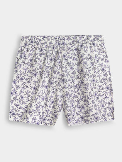 Ladies Printed Shorty Set White