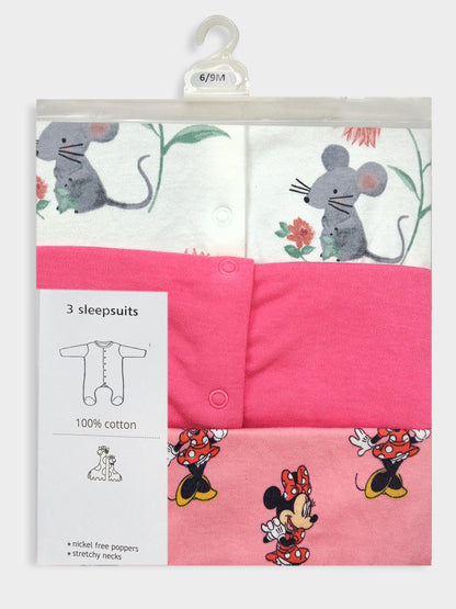 Baby 3Pk Sleepsuits Character Brands
