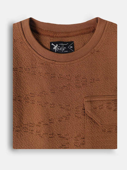 Boys Burnout Oversize Fit Brown Tee