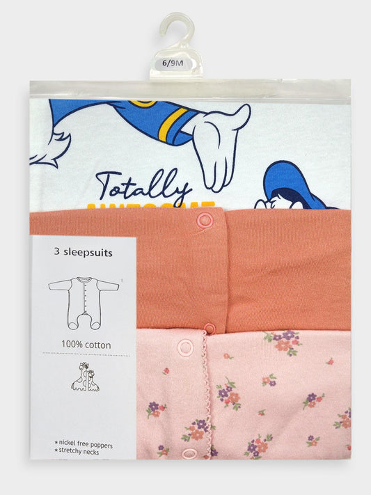 Baby 3Pk Sleepsuits Character Brands