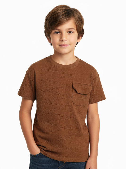Boys Burnout Oversize Fit Brown Tee