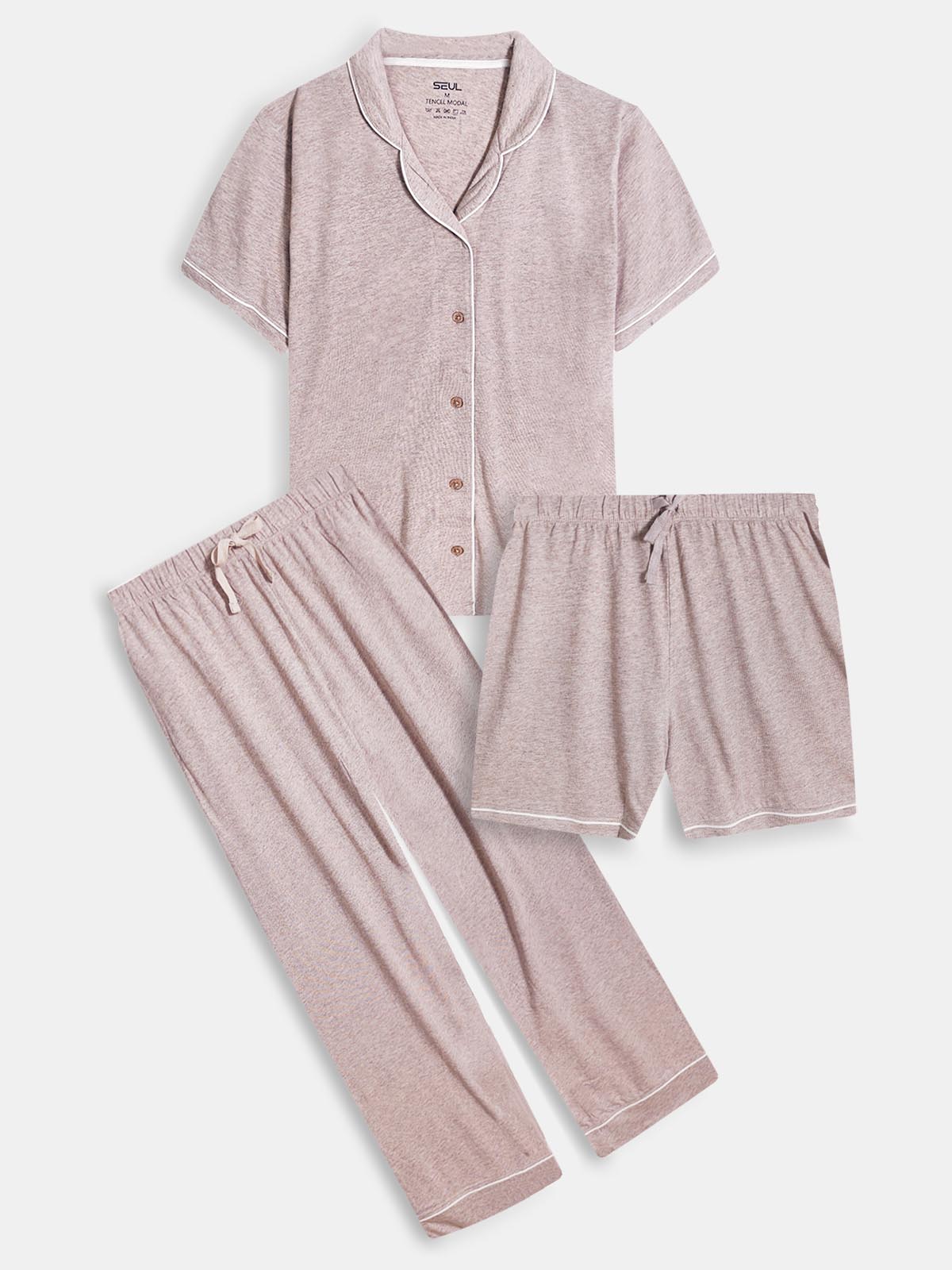Ladies Sleepwear 3 Pc Set Beige