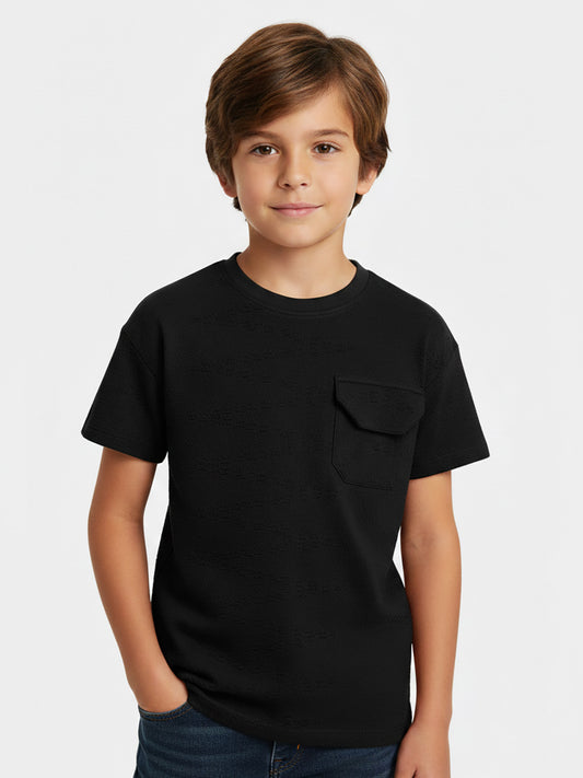Boys Burnout Oversize Fit Black Tee