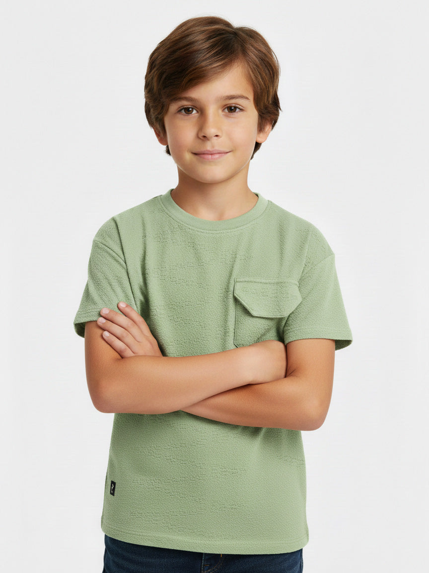 Boys Burnout Oversize Fit Green Tee